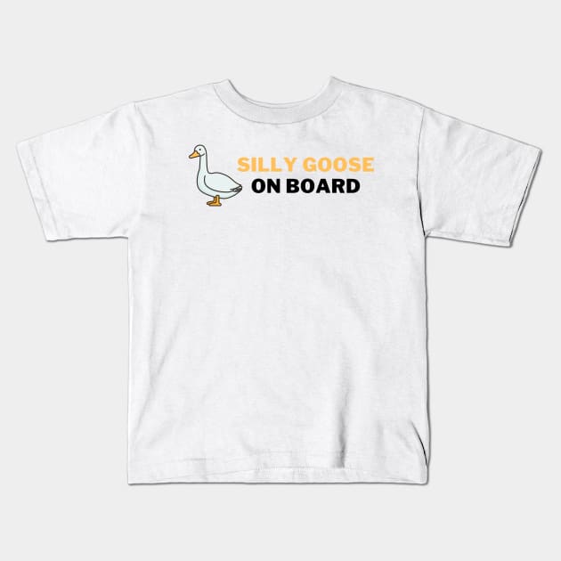 Silly Goose on Board | A Playful and Quirky Goose Illustration Kids T-Shirt by MrDoze